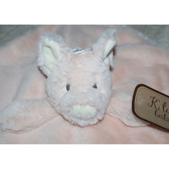 Kellytoy Other - Kellytoy K. Luxe Pink Pig Security Blanket Lovey Plush Faux Fur Rattle 14x14 NWT